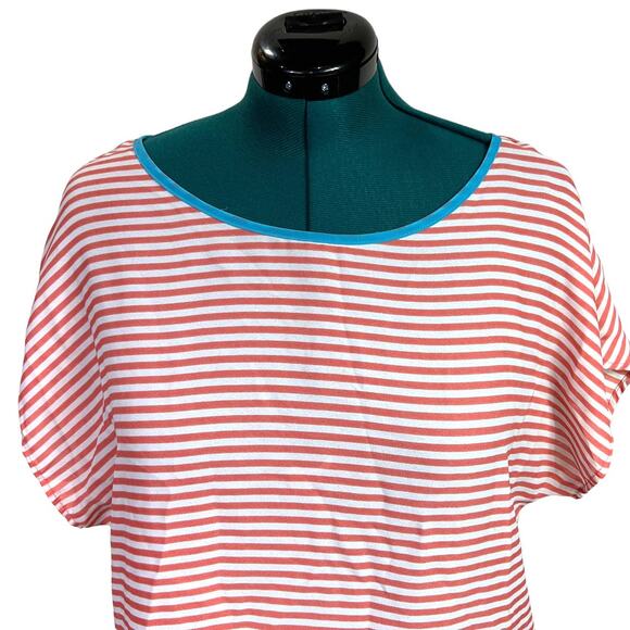 Lush Nordstrom Sleeveless Chiffon Blouse Top Orange White Stripe Medium - Picture 3 of 8